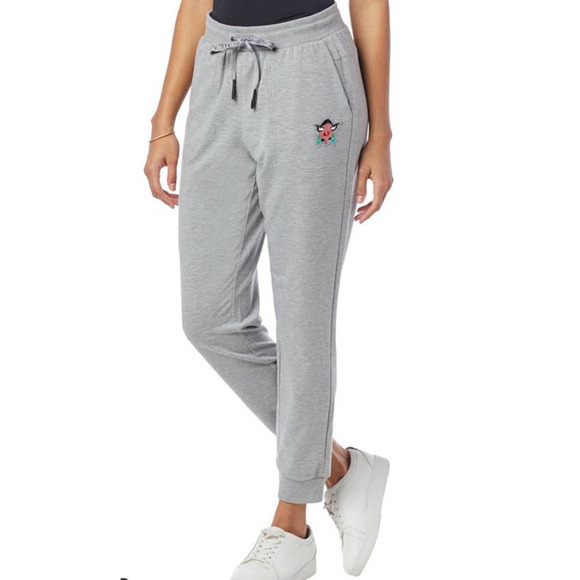 Badgley Mischka Pants - Badgley Mischka Drawstring French Terry Gray Cartoon Jogger Pants - XL